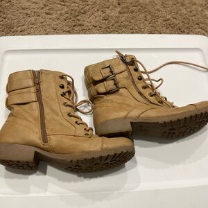 G by Guess Women’s Brown Lace—up &Zip Combat Boots Size 6.5M